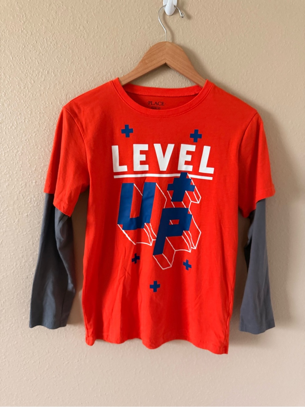 Place Orange & Gray 'LEVEL UP' Layered-Look Long Sleeve Tee